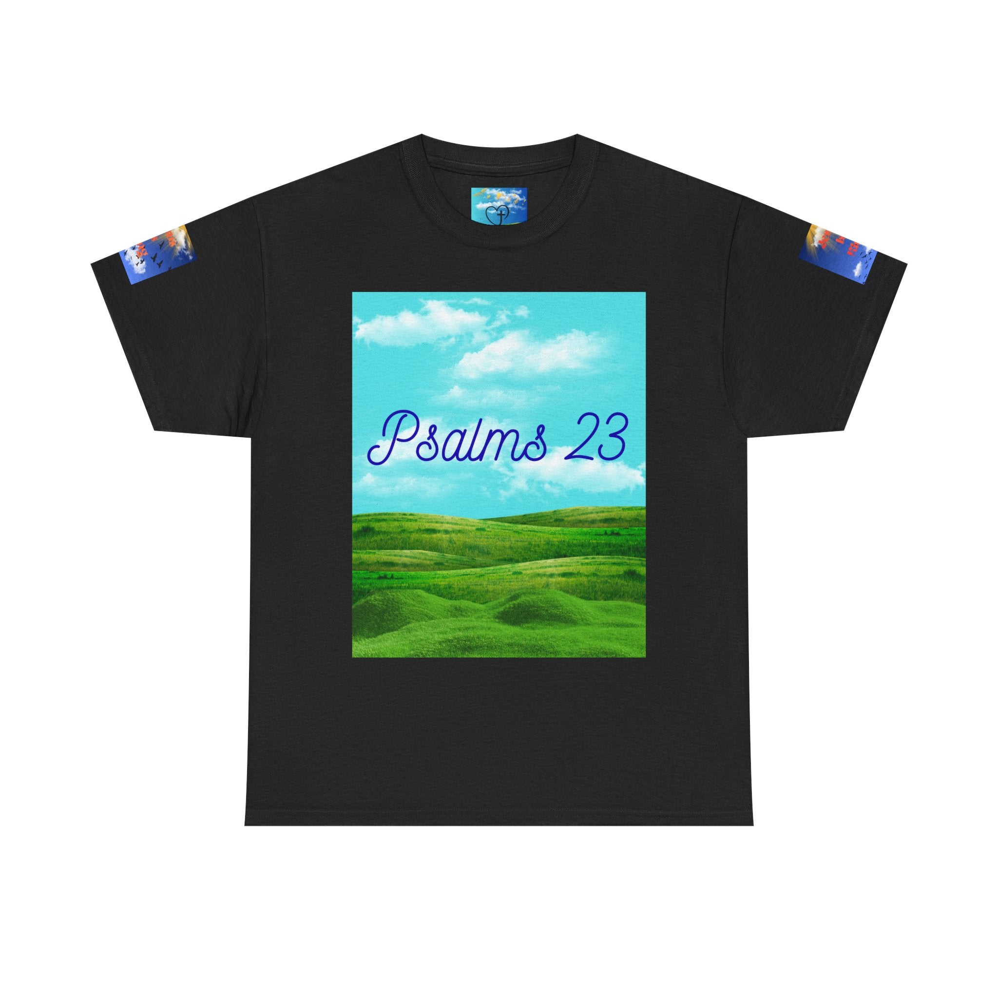 Psalms 23 Christian T‑Shirt — Faith Heart Landscape Tee