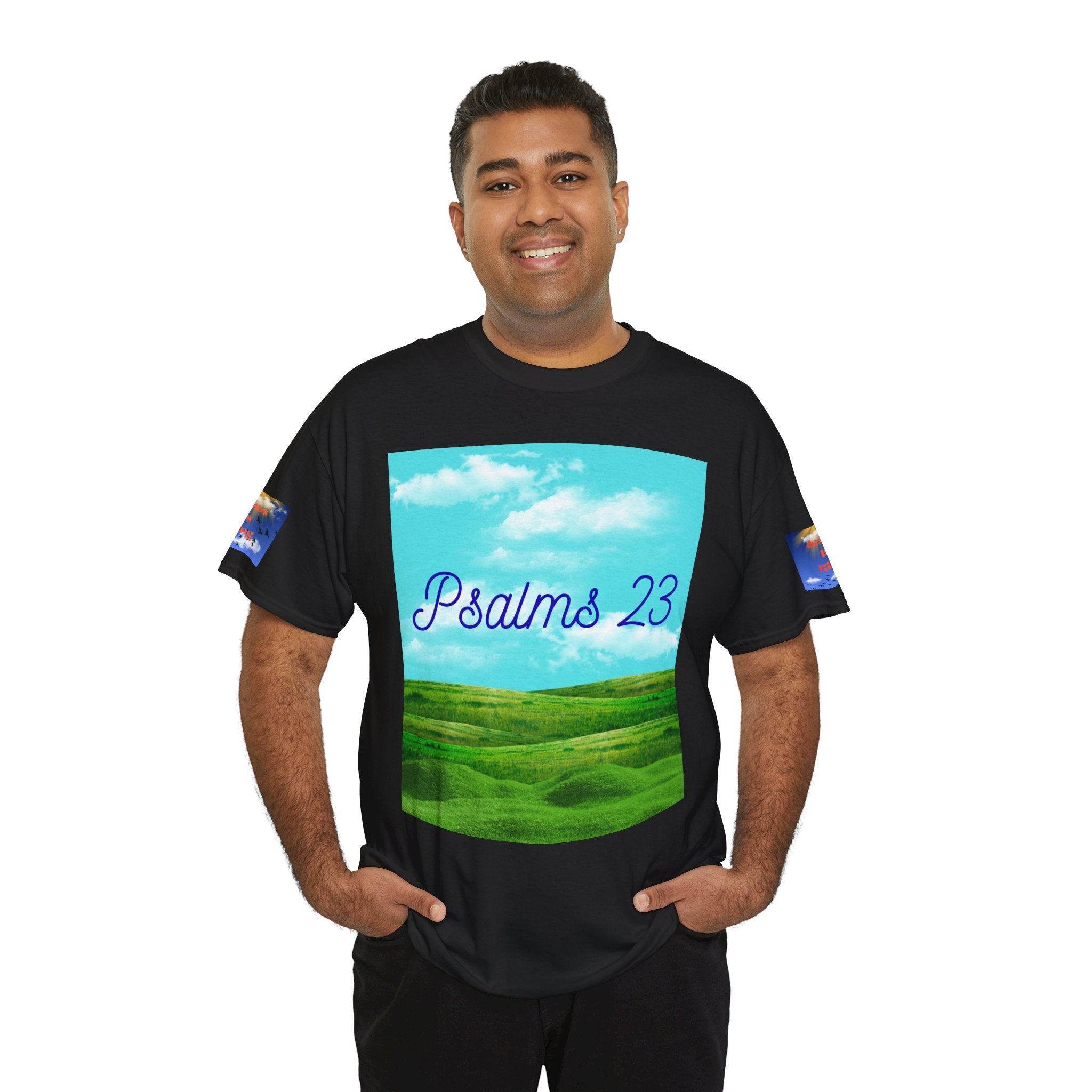 Psalms 23 Christian T‑Shirt — Faith Heart Landscape Tee