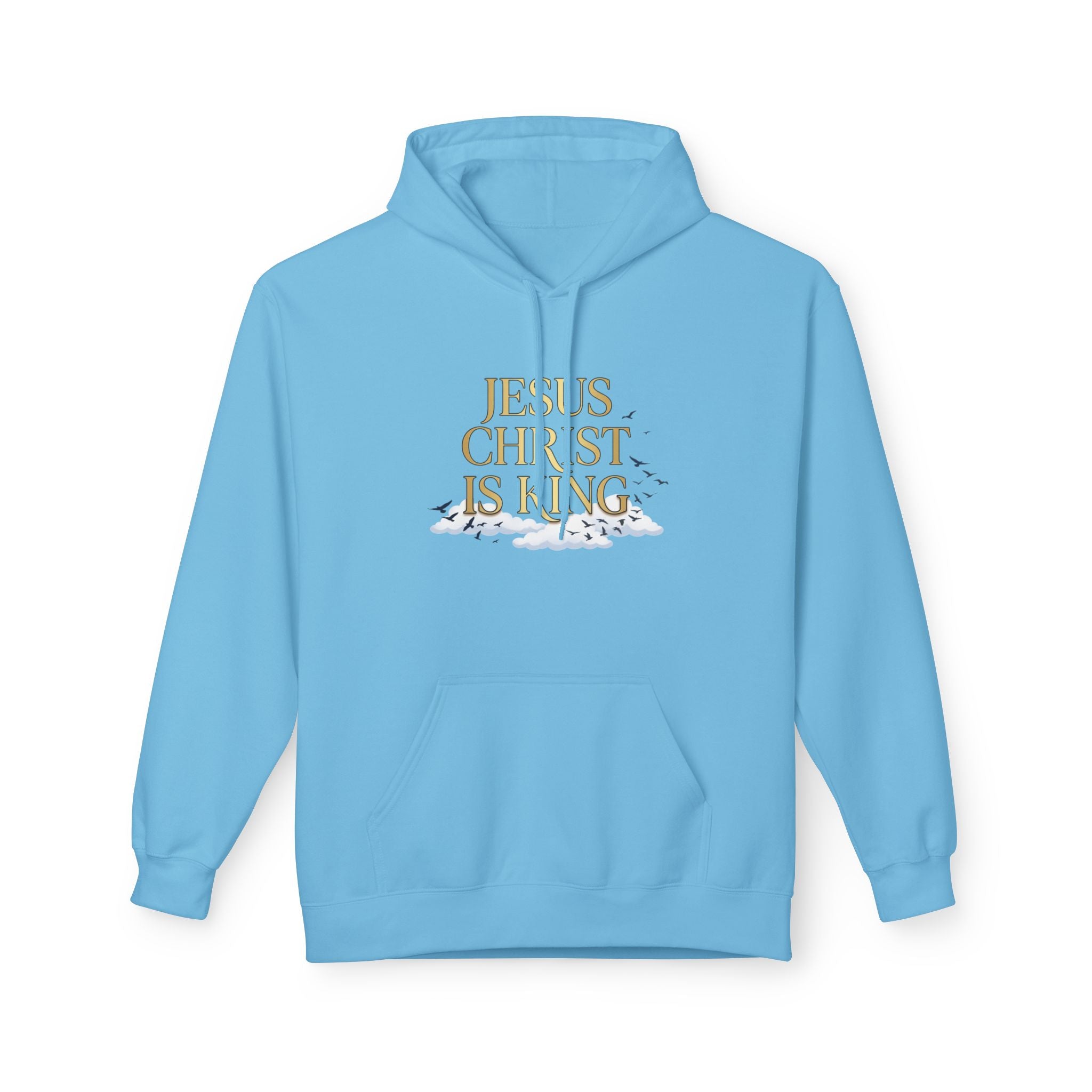 Hoodie — "Jesus Christ Is King" Faith Pullover with Revelation 1:7 Sky Back Print