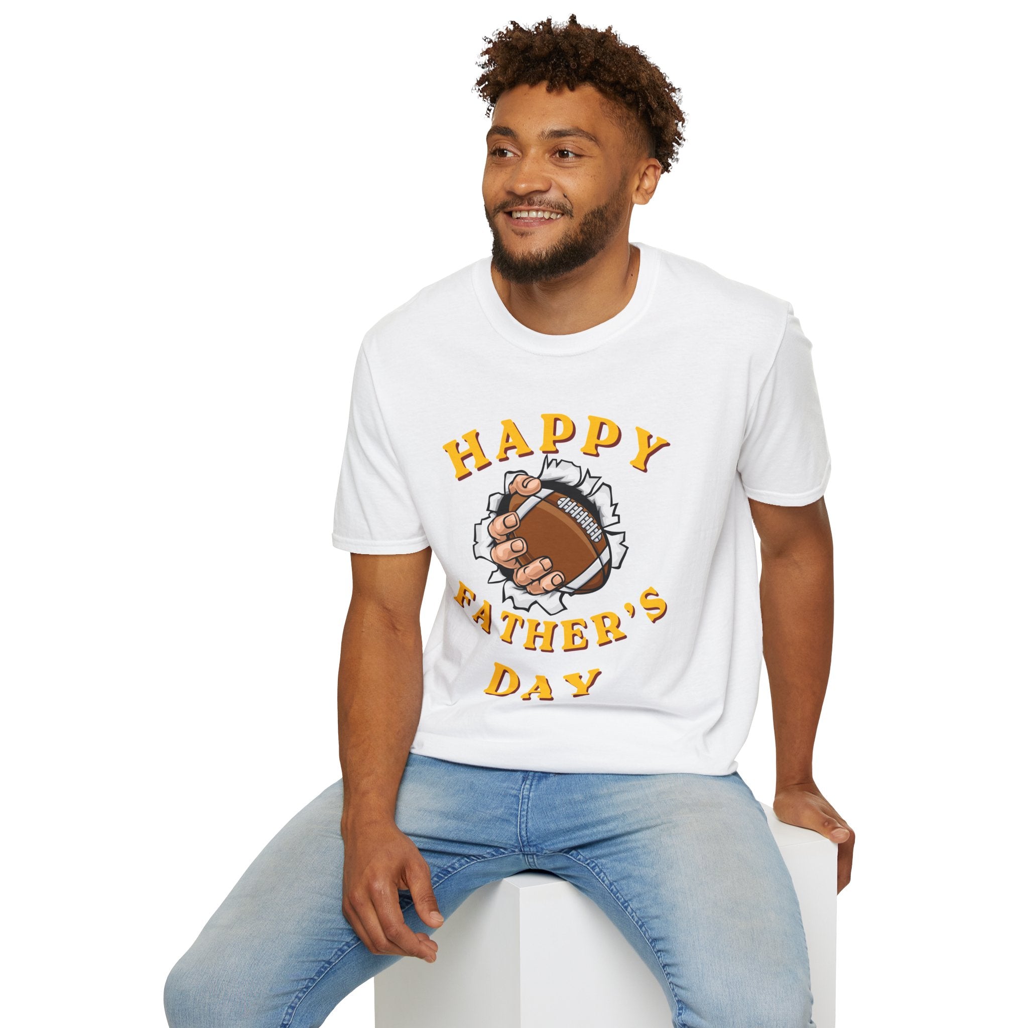 Father's Day Football T-Shirt — "Happy Father's Day" Graphic Tee