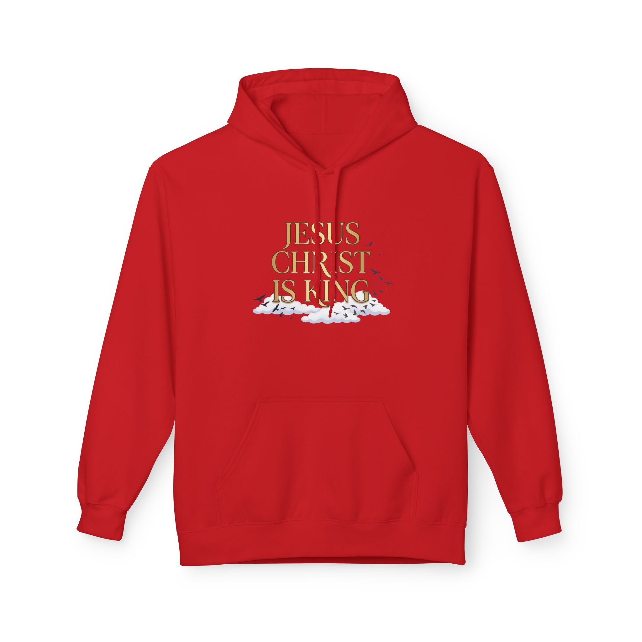 Hoodie — "Jesus Christ Is King" Faith Pullover with Revelation 1:7 Sky Back Print