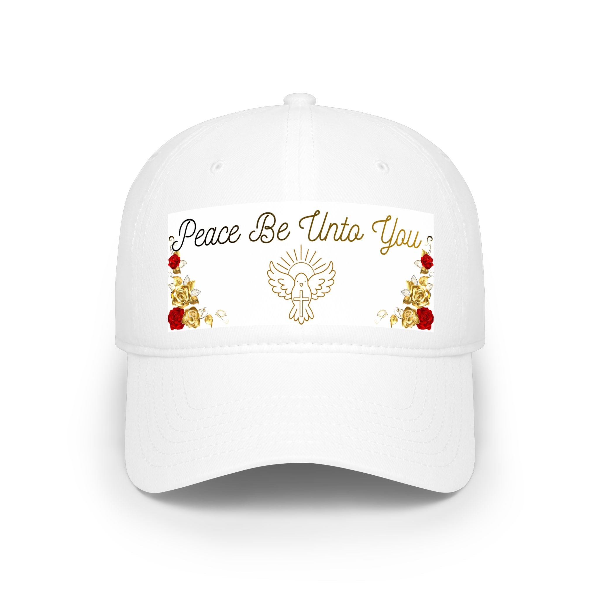 Peace Be Unto You Baseball Cap — Gold Dove Spiritual Prayer Hat