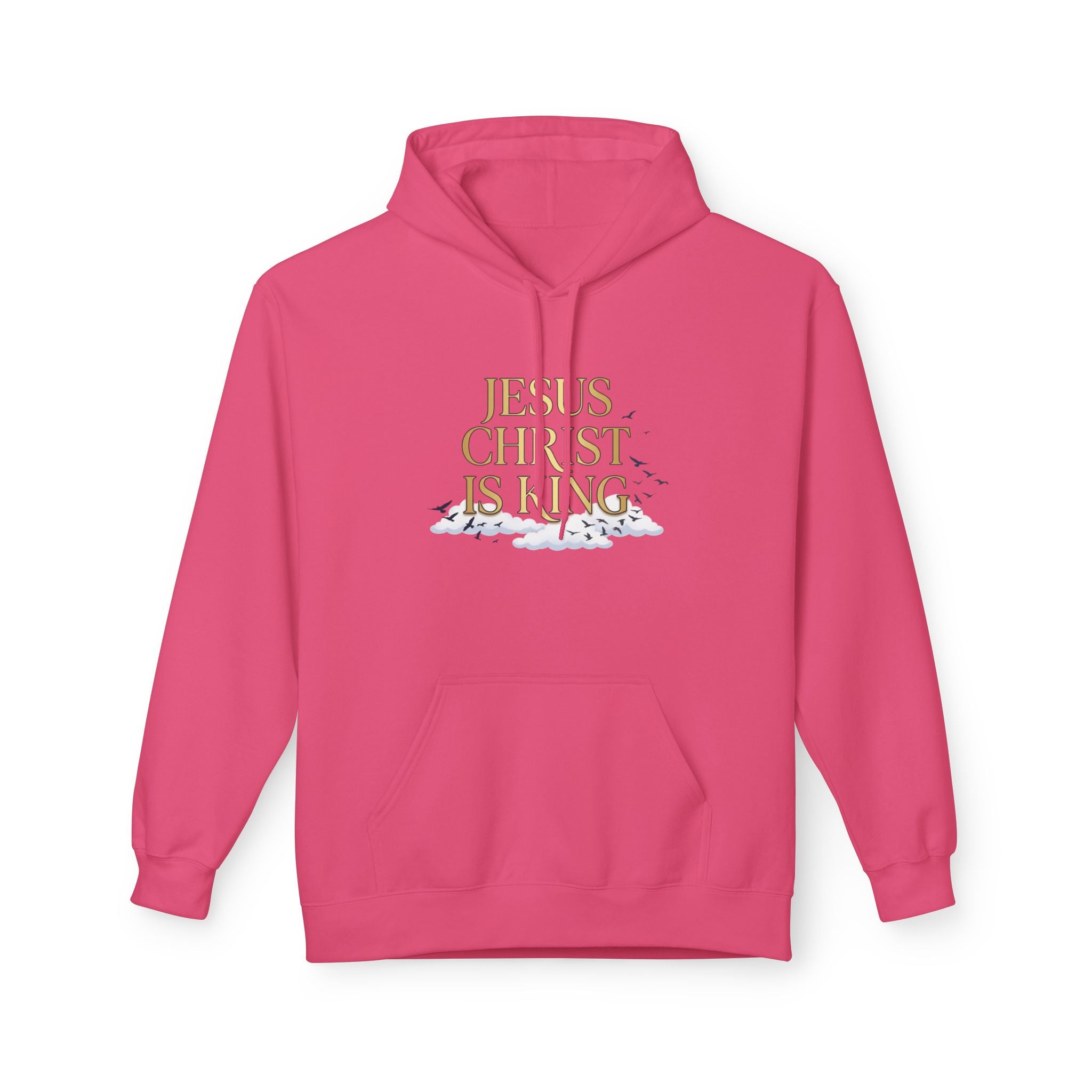 Hoodie — "Jesus Christ Is King" Faith Pullover with Revelation 1:7 Sky Back Print