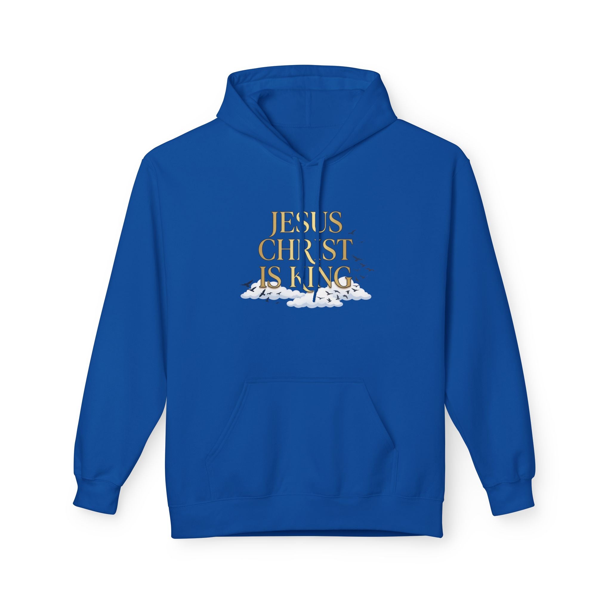 Hoodie — "Jesus Christ Is King" Faith Pullover with Revelation 1:7 Sky Back Print