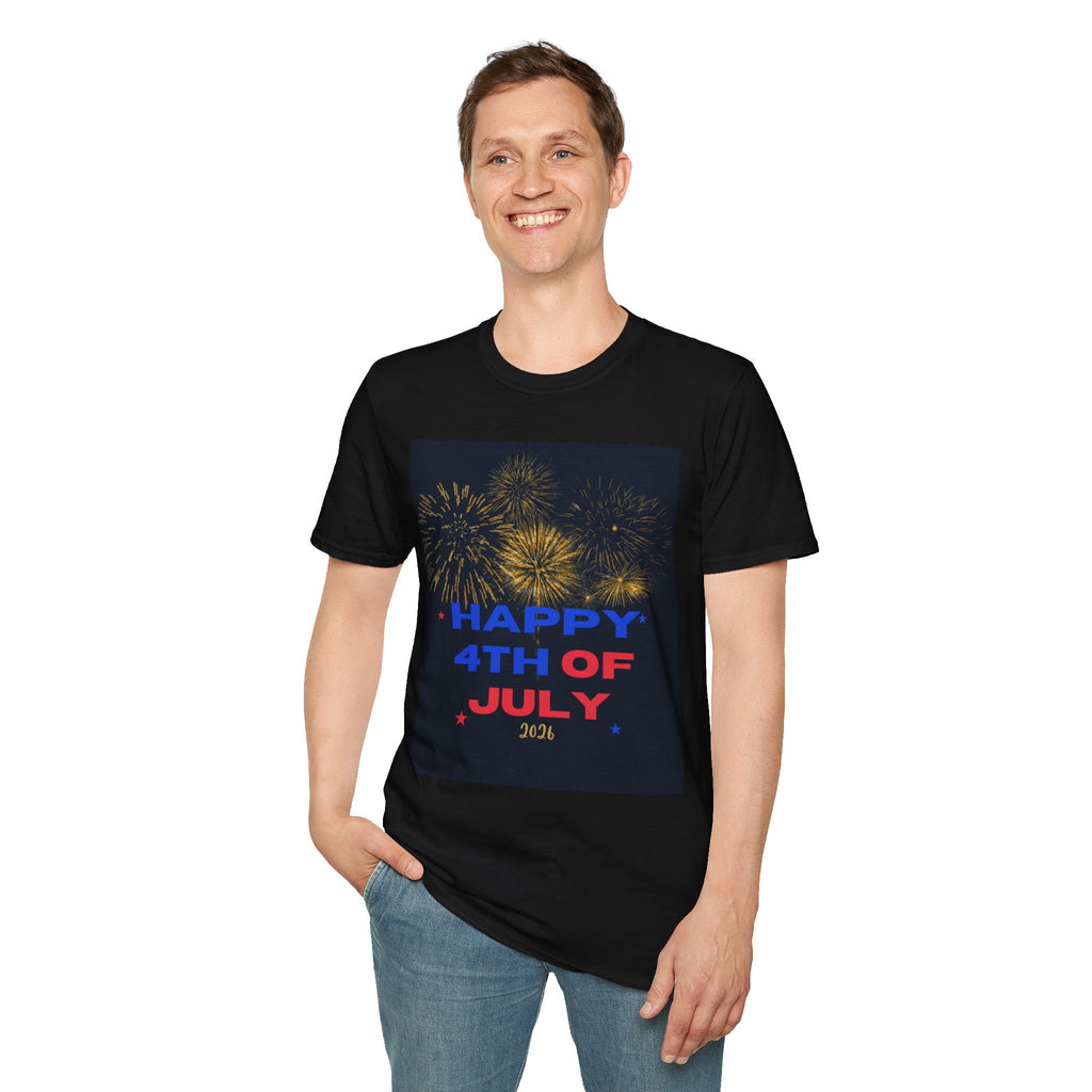 4th of July Fireworks T-Shirt — "Happy 4th of July" Patriotic Tee