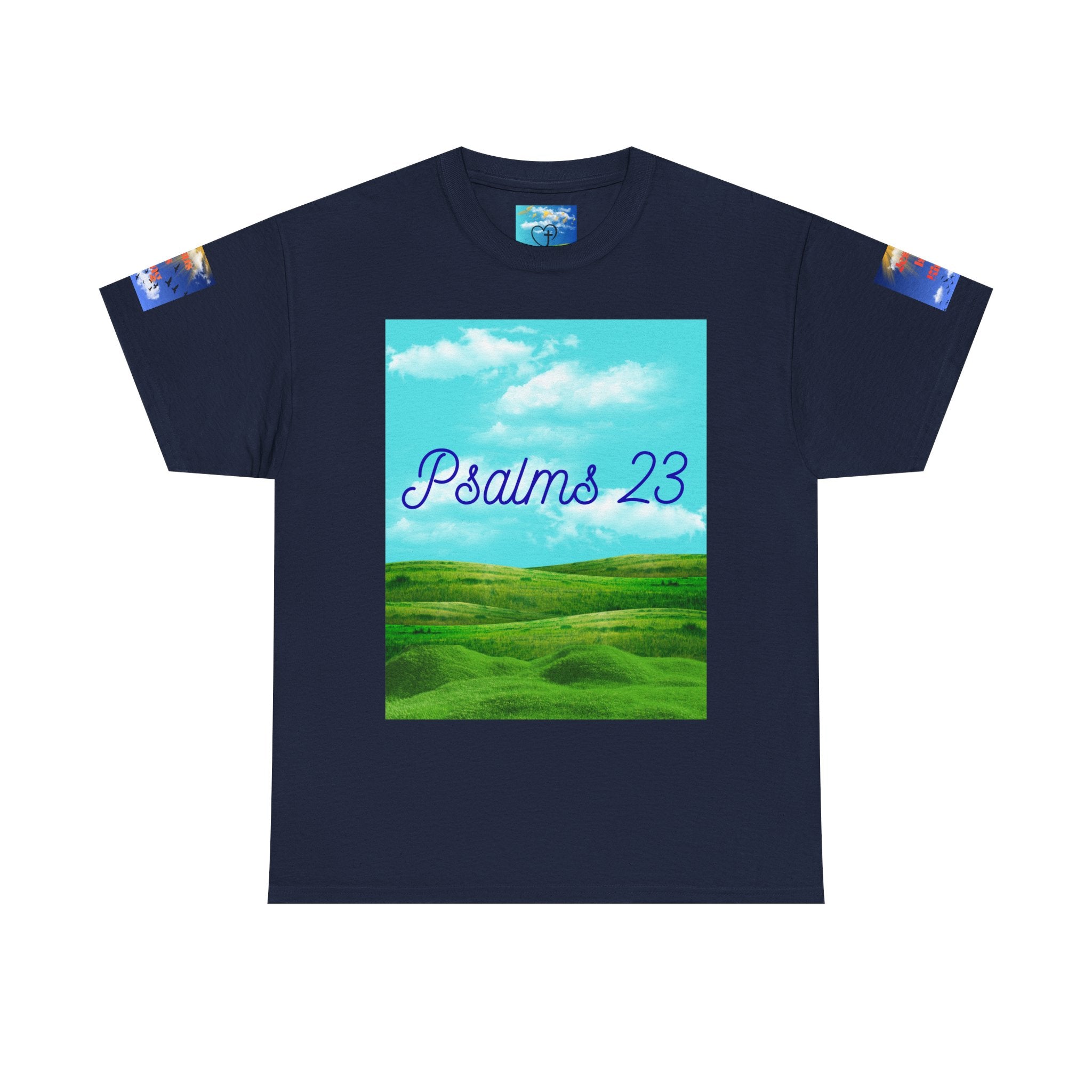 Psalms 23 Christian T‑Shirt — Faith Heart Landscape Tee
