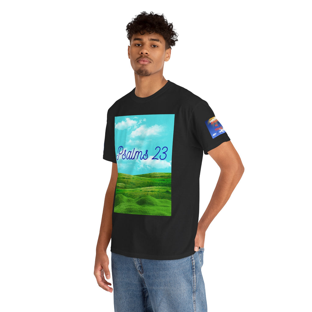 Psalms 23 Christian T‑Shirt — Faith Heart Landscape Tee