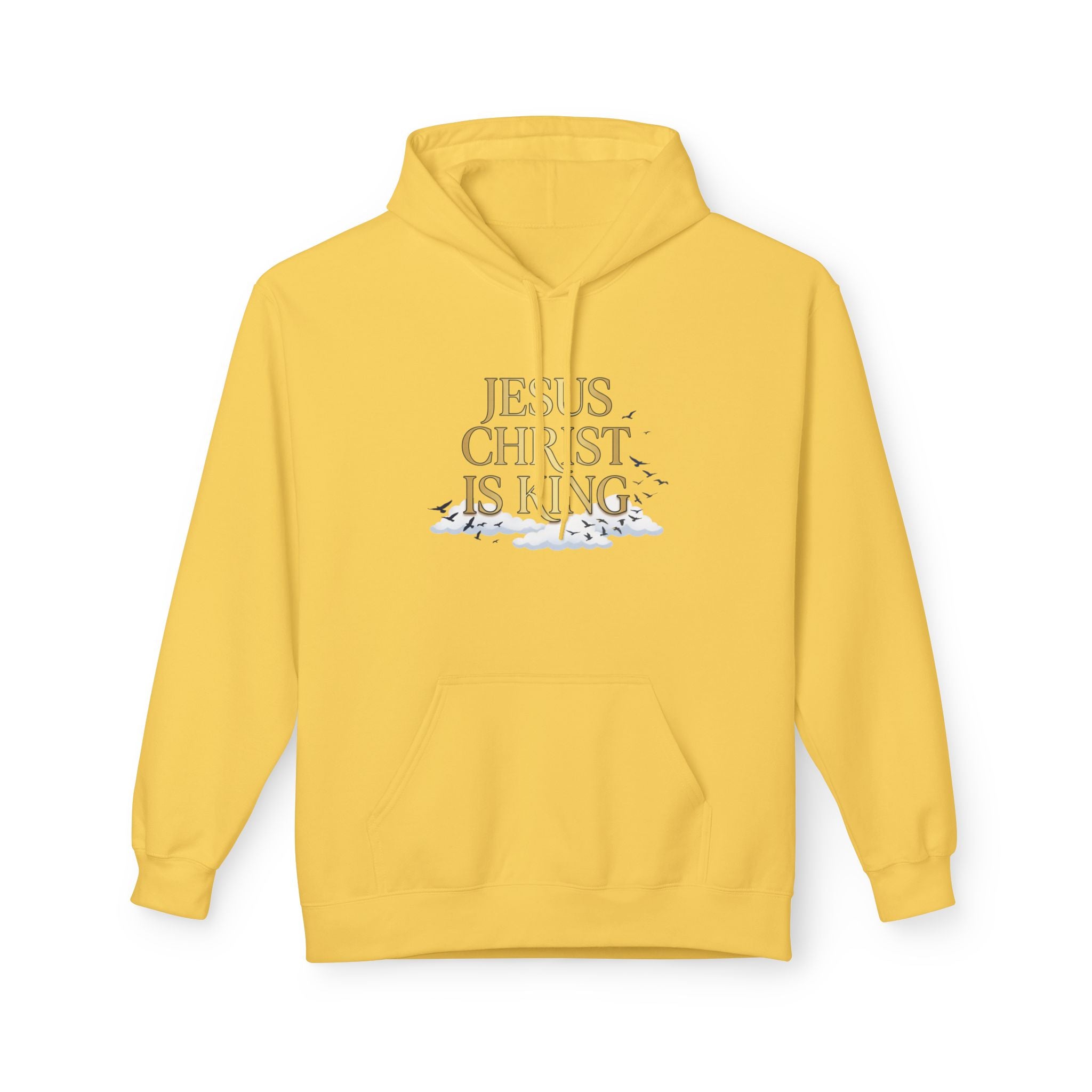 Hoodie — "Jesus Christ Is King" Faith Pullover with Revelation 1:7 Sky Back Print
