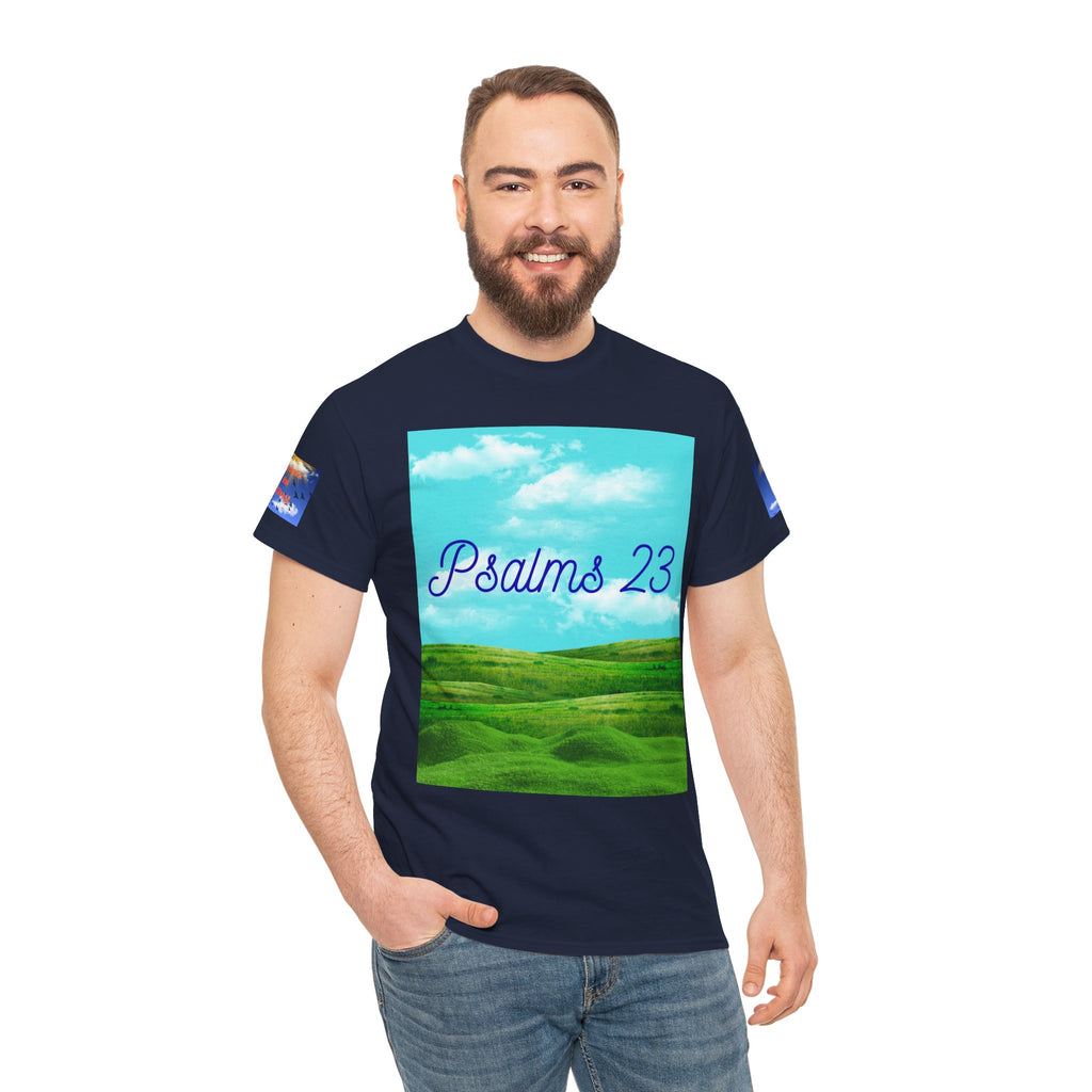 Psalms 23 Christian T‑Shirt — Faith Heart Landscape Tee