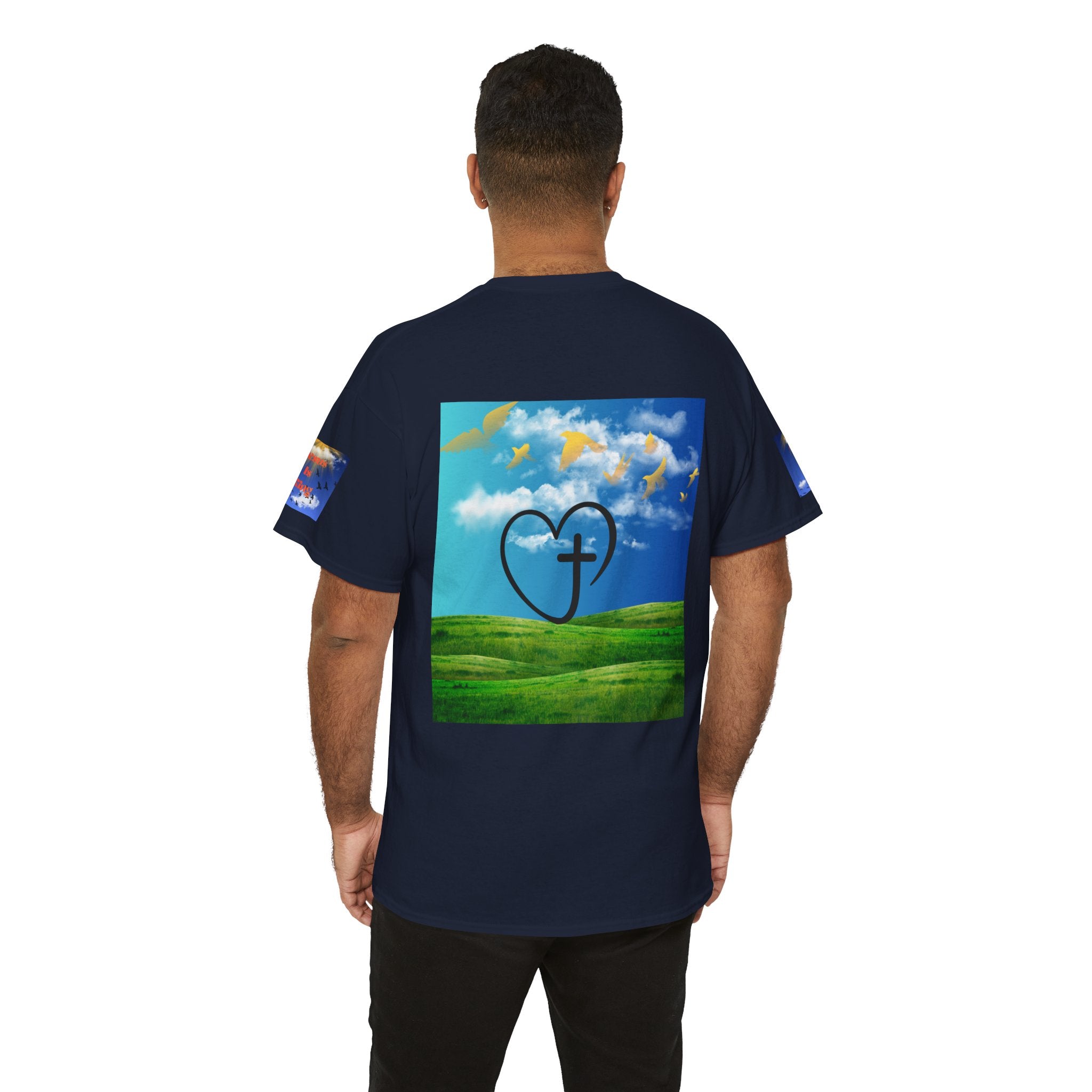 Psalms 23 Christian T‑Shirt — Faith Heart Landscape Tee