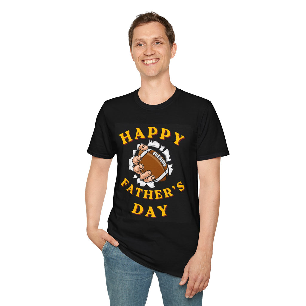 Father's Day Football T-Shirt — "Happy Father's Day" Graphic Tee