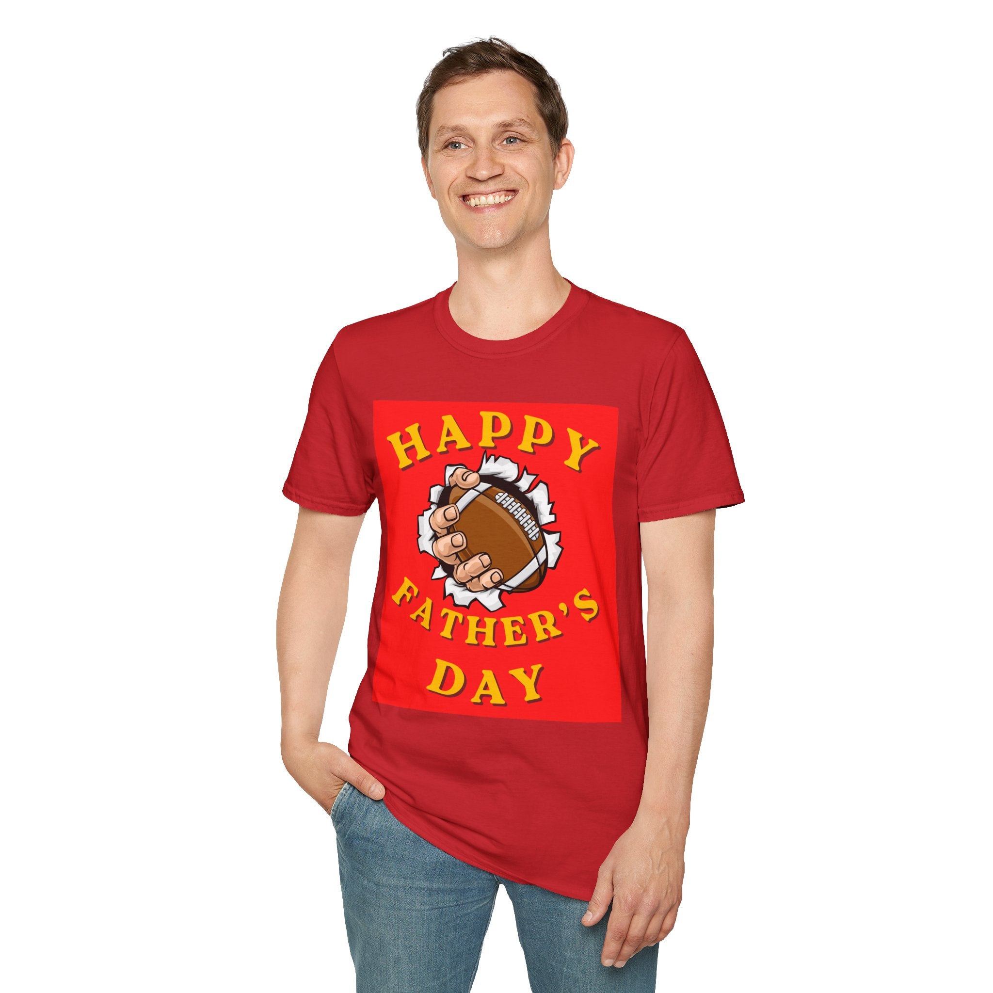 Father's Day Football T-Shirt — "Happy Father's Day" Graphic Tee
