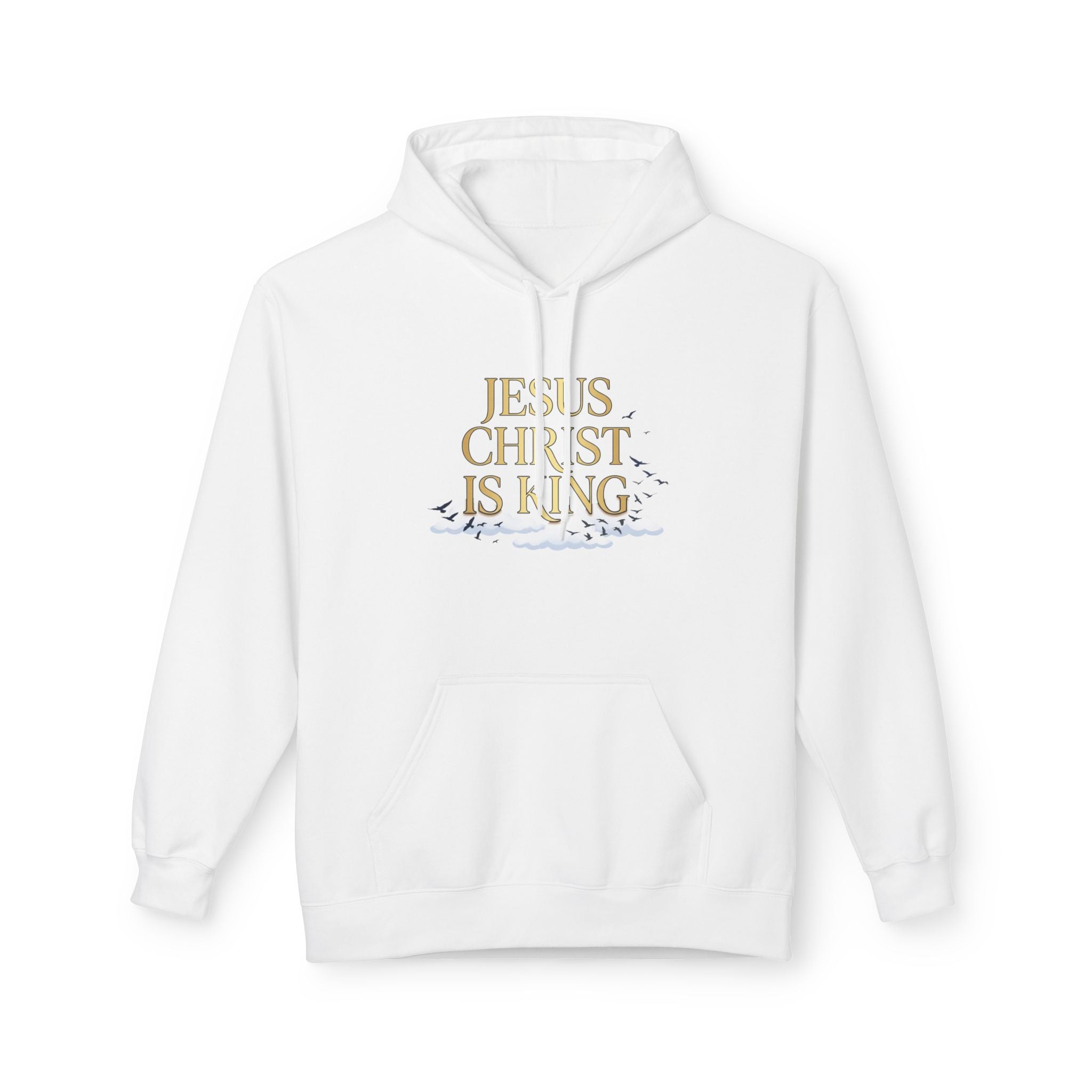 Hoodie — "Jesus Christ Is King" Faith Pullover with Revelation 1:7 Sky Back Print