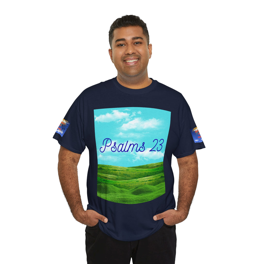 Psalms 23 Christian T‑Shirt — Faith Heart Landscape Tee