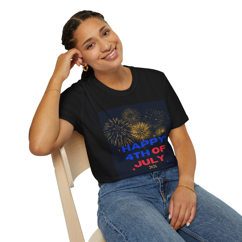 4th of July Fireworks T-Shirt — "Happy 4th of July" Patriotic Tee