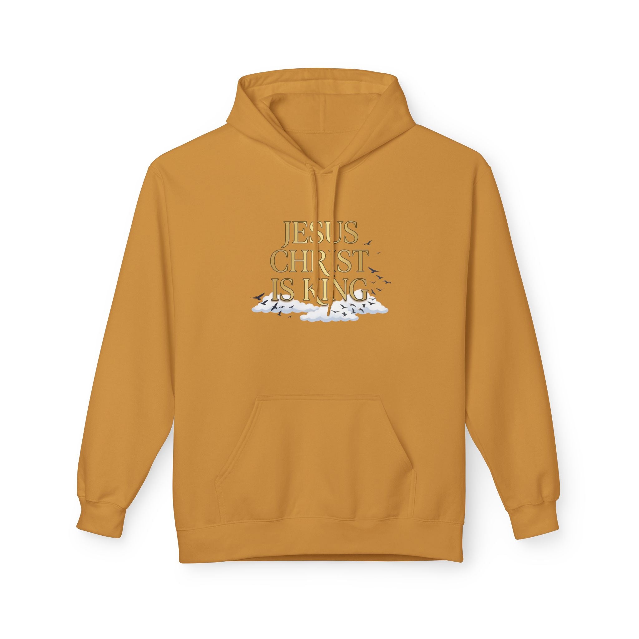 Hoodie — "Jesus Christ Is King" Faith Pullover with Revelation 1:7 Sky Back Print