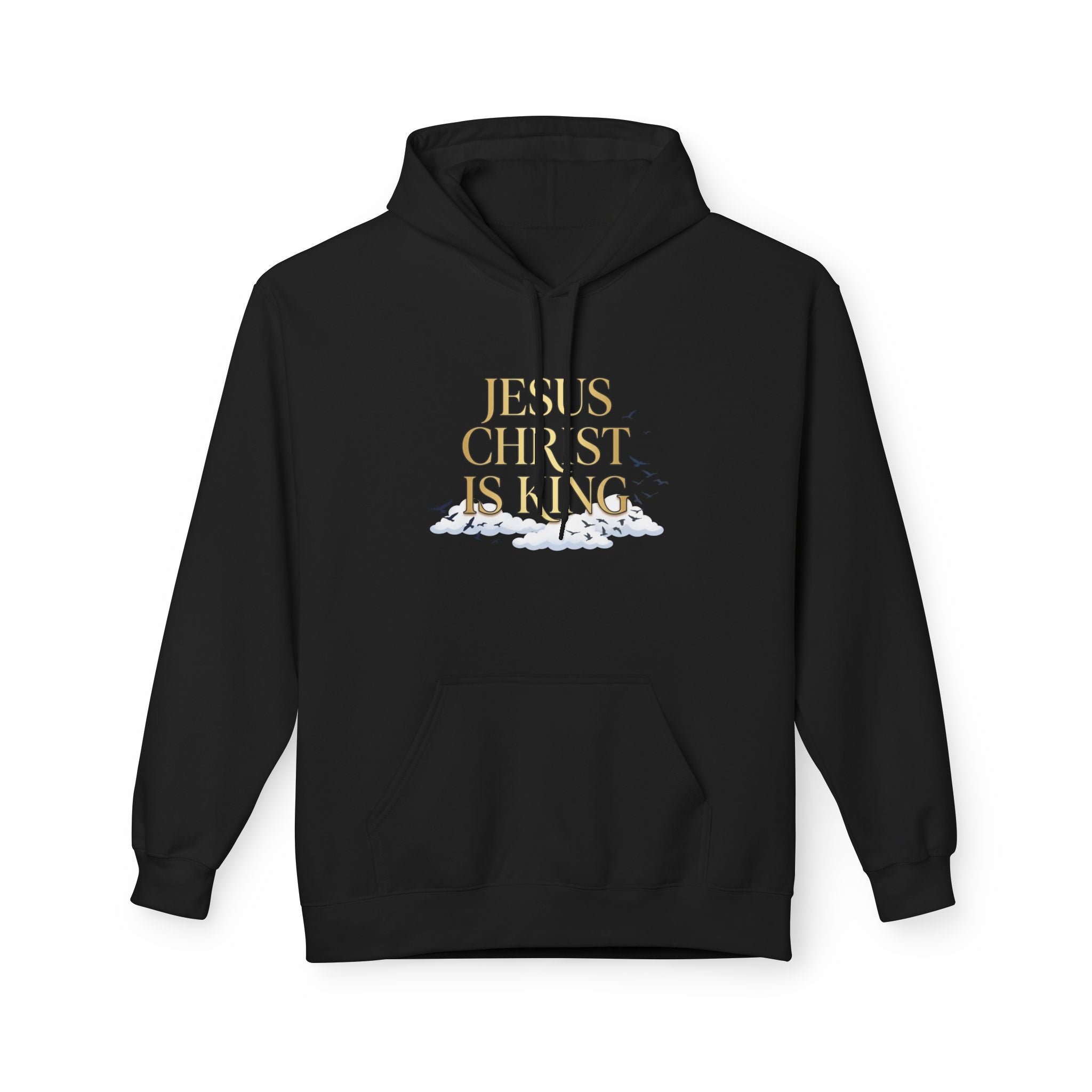 Hoodie — "Jesus Christ Is King" Faith Pullover with Revelation 1:7 Sky Back Print