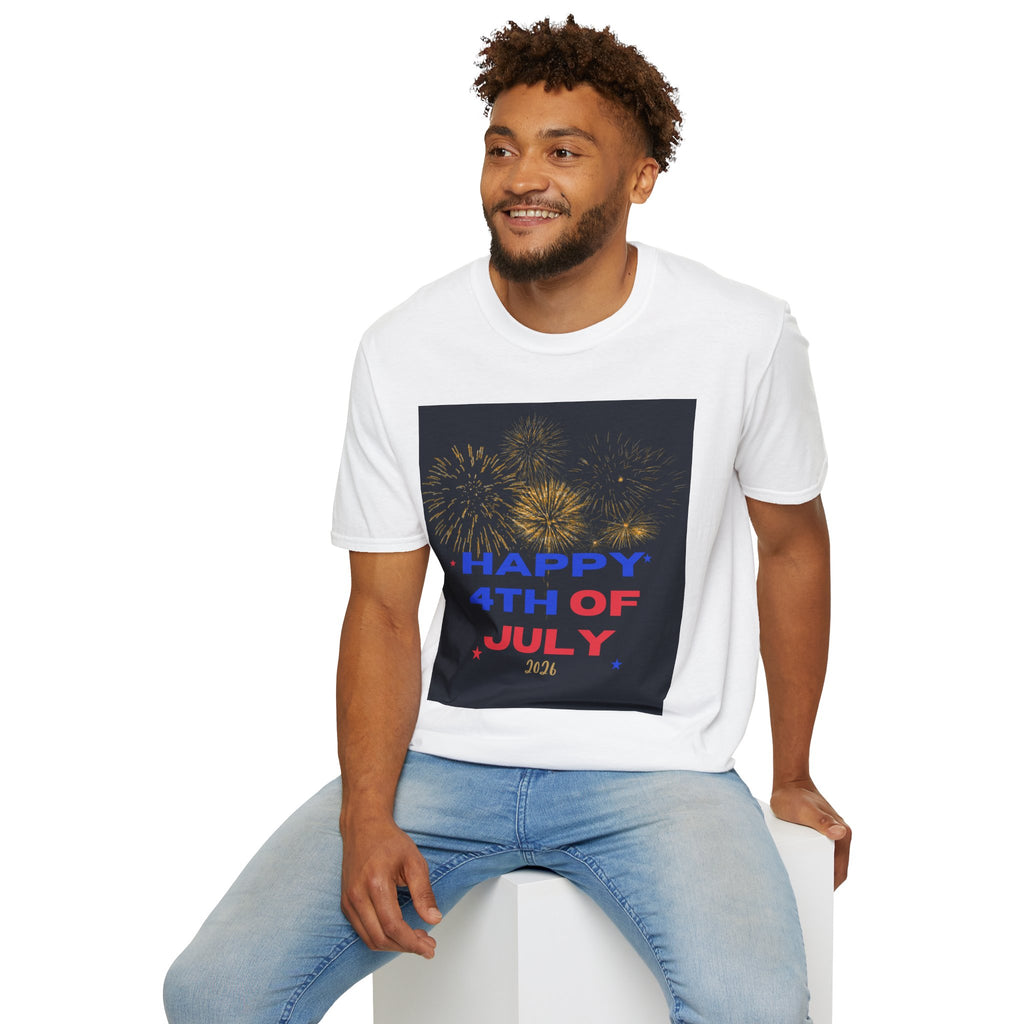 4th of July Fireworks T-Shirt — "Happy 4th of July" Patriotic Tee