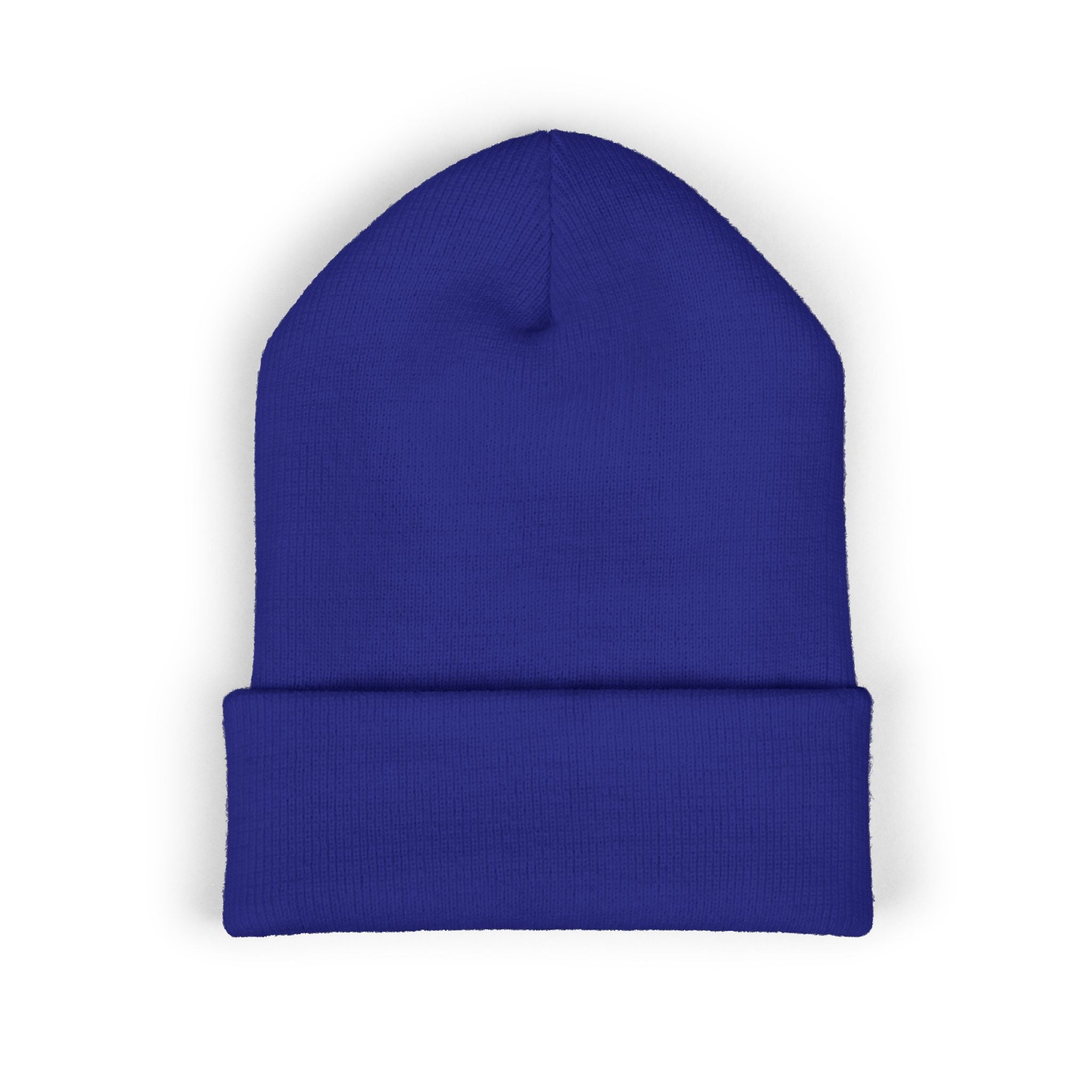 Embroidered Cross & Doves Cuffed Beanie — Minimal Christian Knit Hat