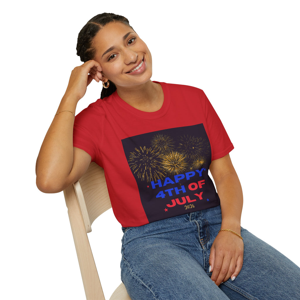 4th of July Fireworks T-Shirt — "Happy 4th of July" Patriotic Tee