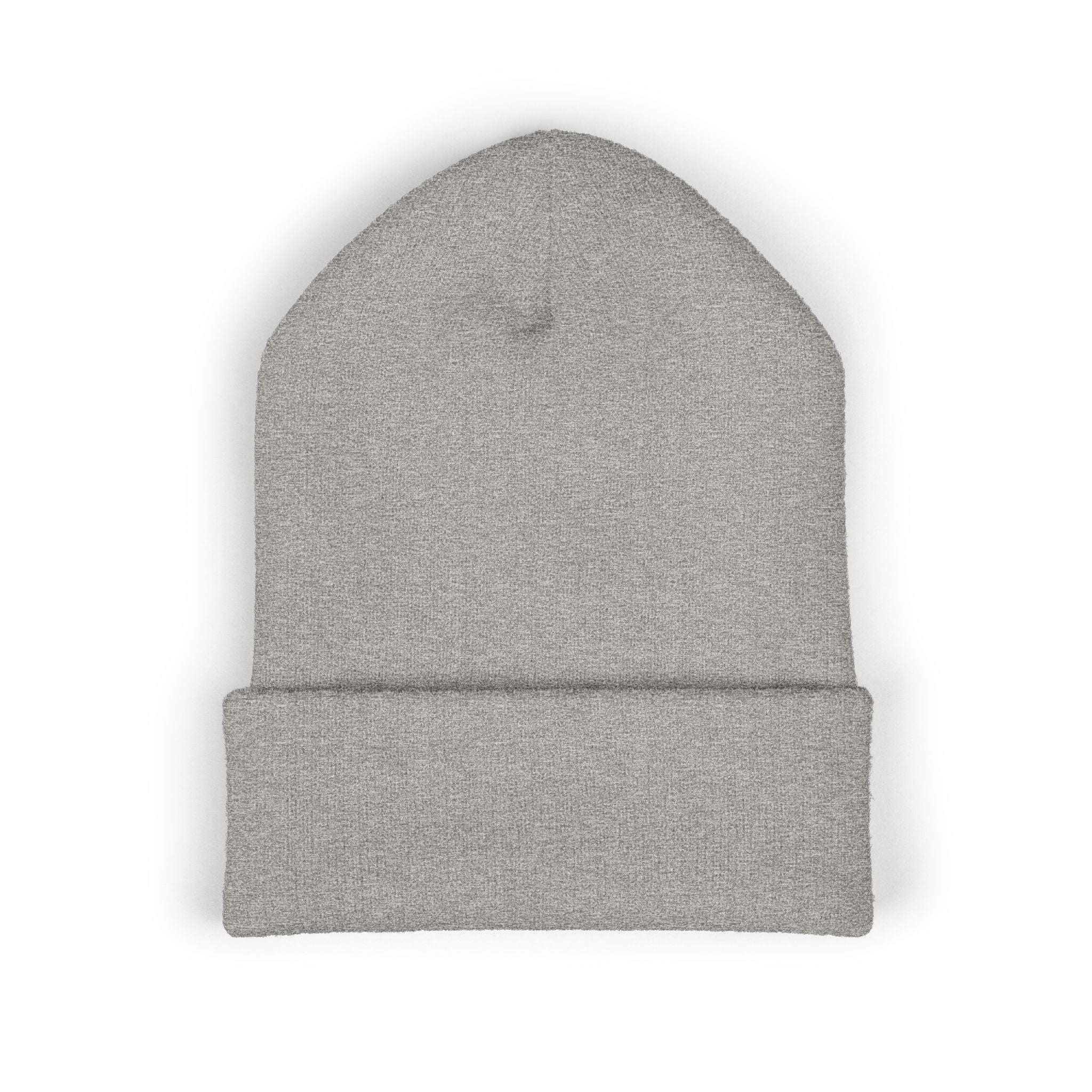Embroidered Cross & Doves Cuffed Beanie — Minimal Christian Knit Hat