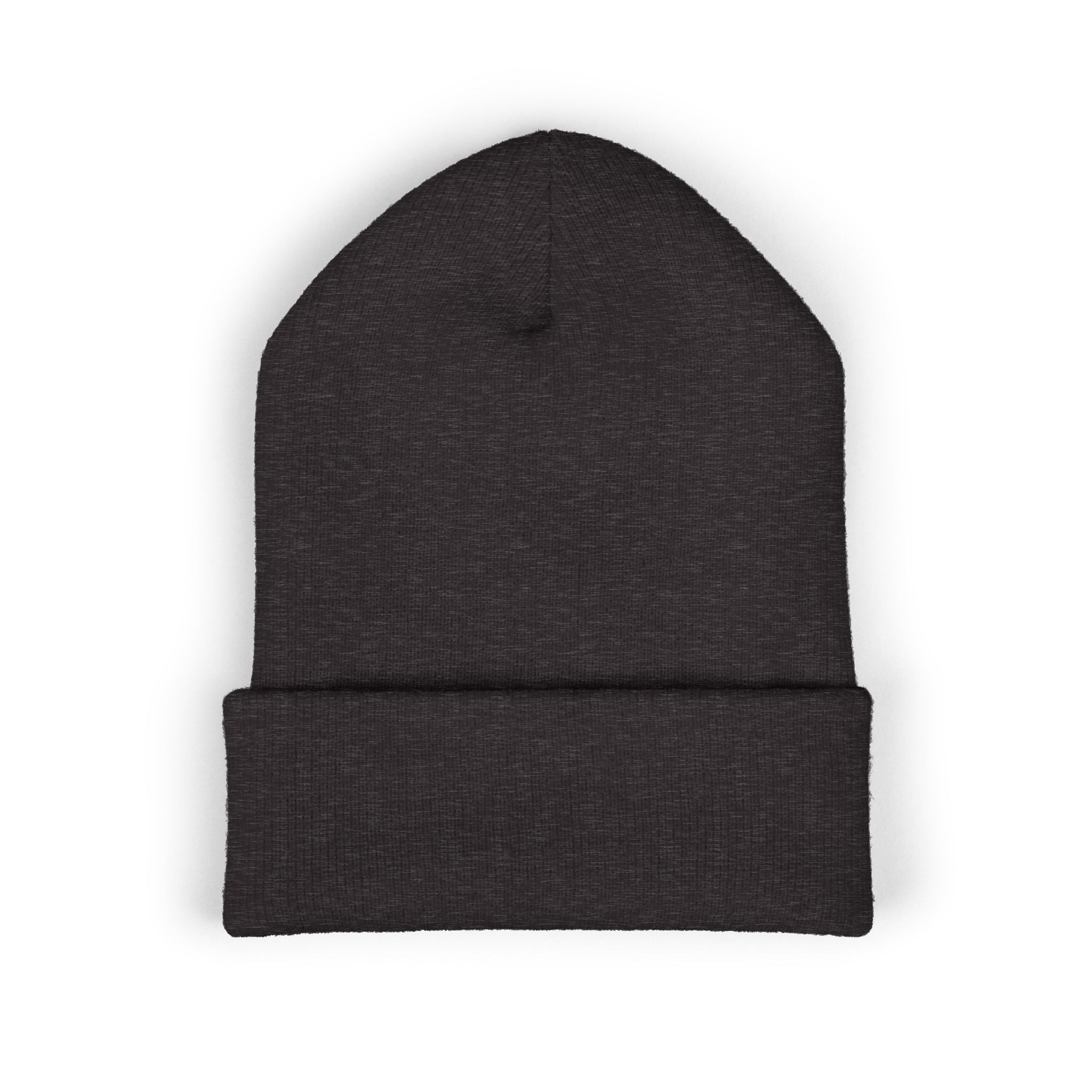 Embroidered Cross & Doves Cuffed Beanie — Minimal Christian Knit Hat