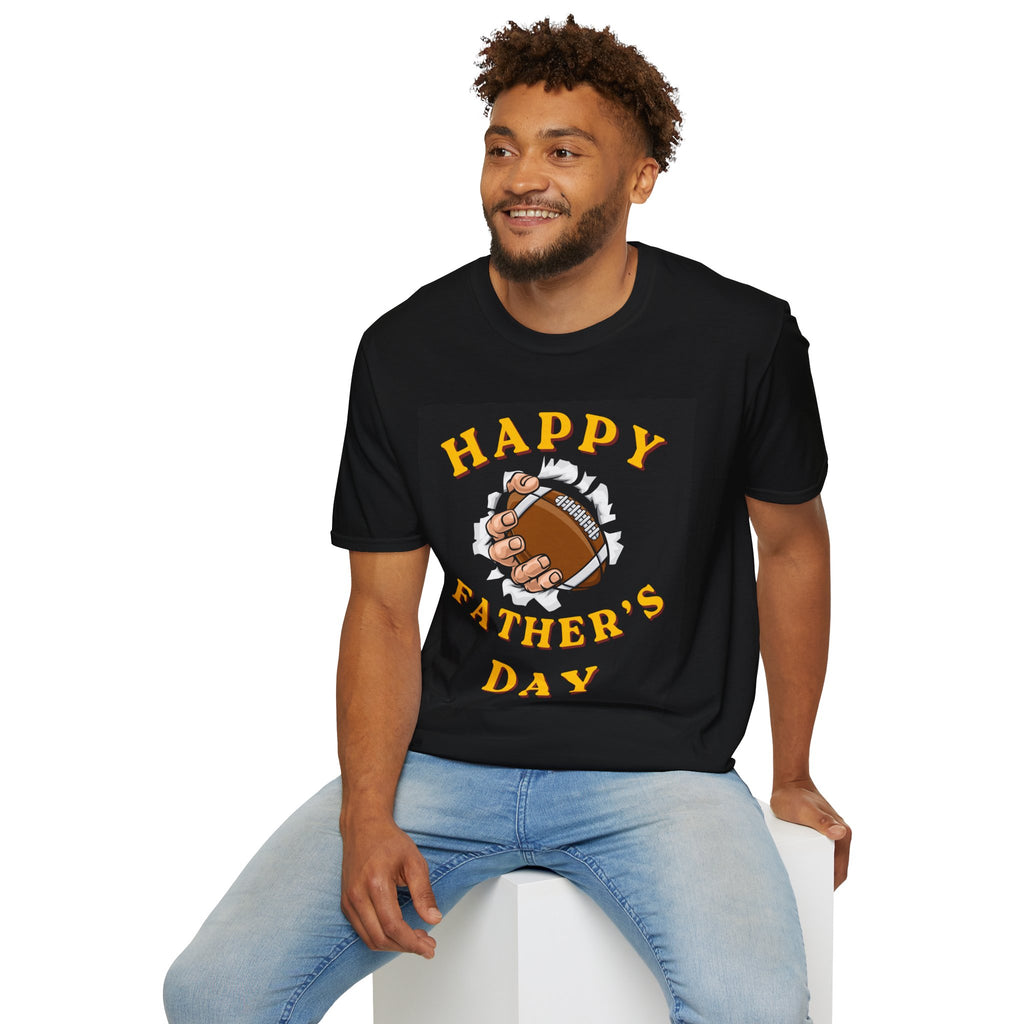 Father's Day Football T-Shirt — "Happy Father's Day" Graphic Tee