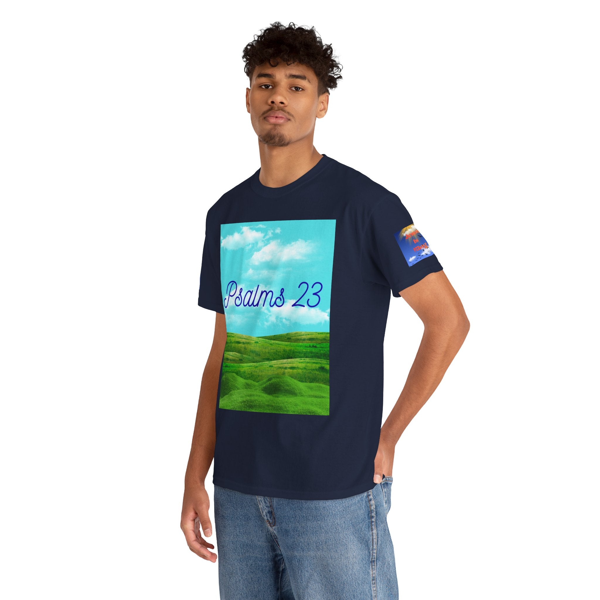 Psalms 23 Christian T‑Shirt — Faith Heart Landscape Tee