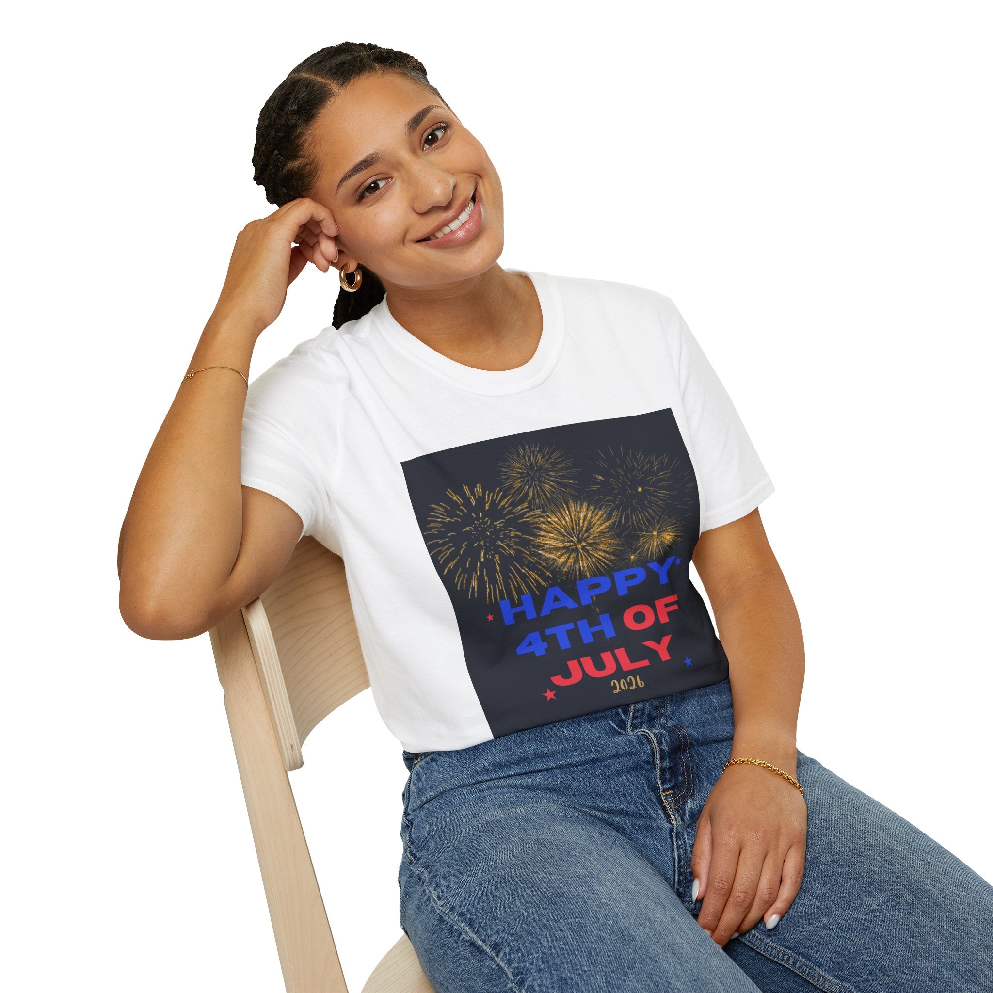 4th of July Fireworks T-Shirt — "Happy 4th of July" Patriotic Tee