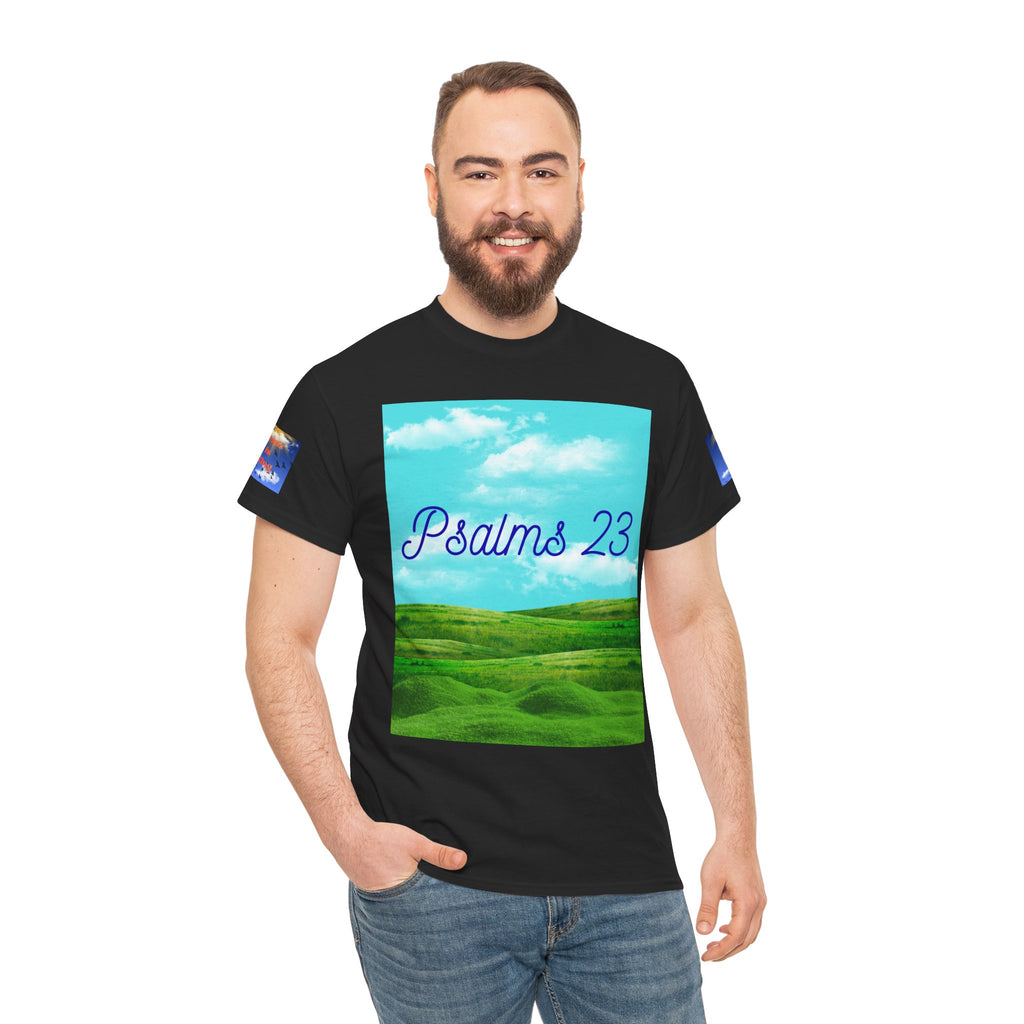 Psalms 23 Christian T‑Shirt — Faith Heart Landscape Tee