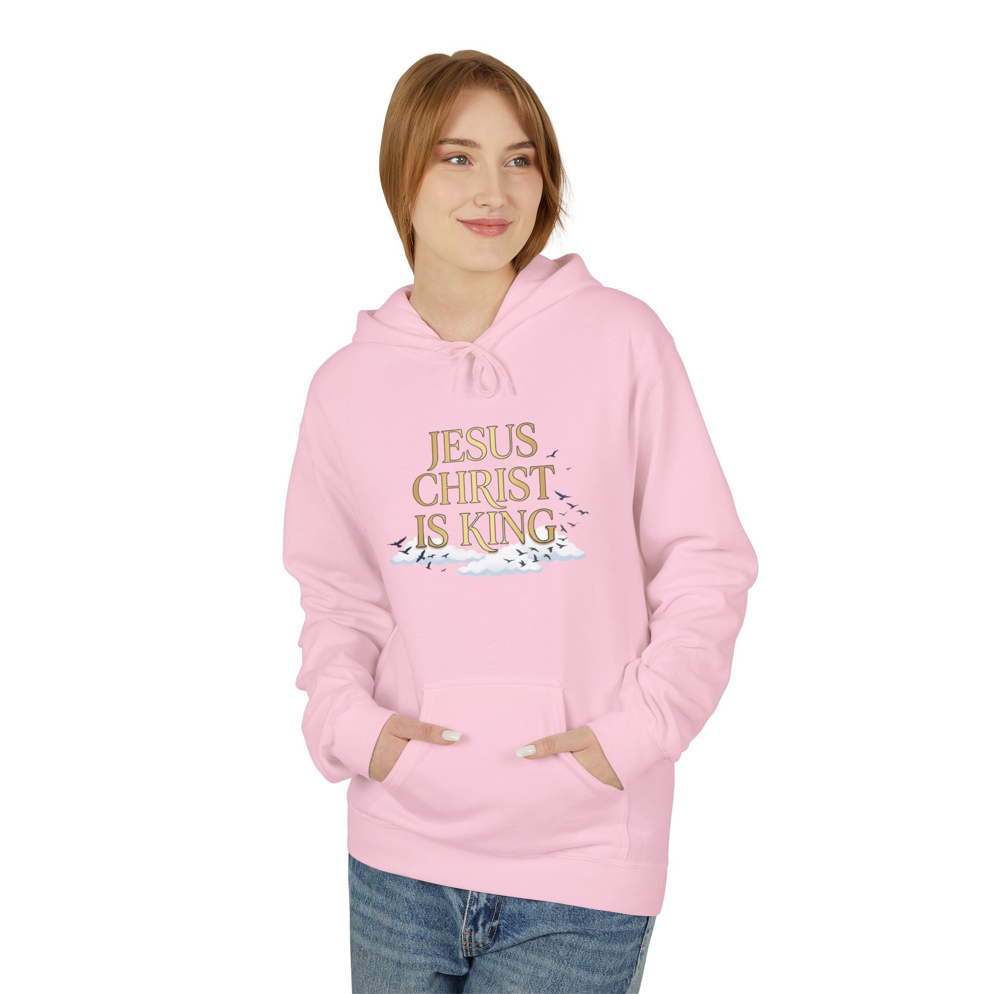 Hoodie — "Jesus Christ Is King" Faith Pullover with Revelation 1:7 Sky Back Print