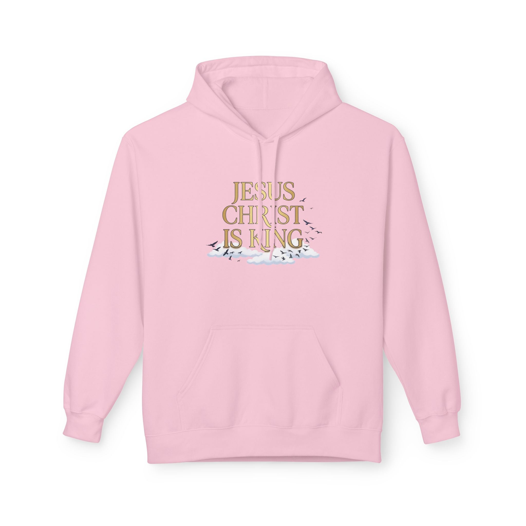 Hoodie — "Jesus Christ Is King" Faith Pullover with Revelation 1:7 Sky Back Print