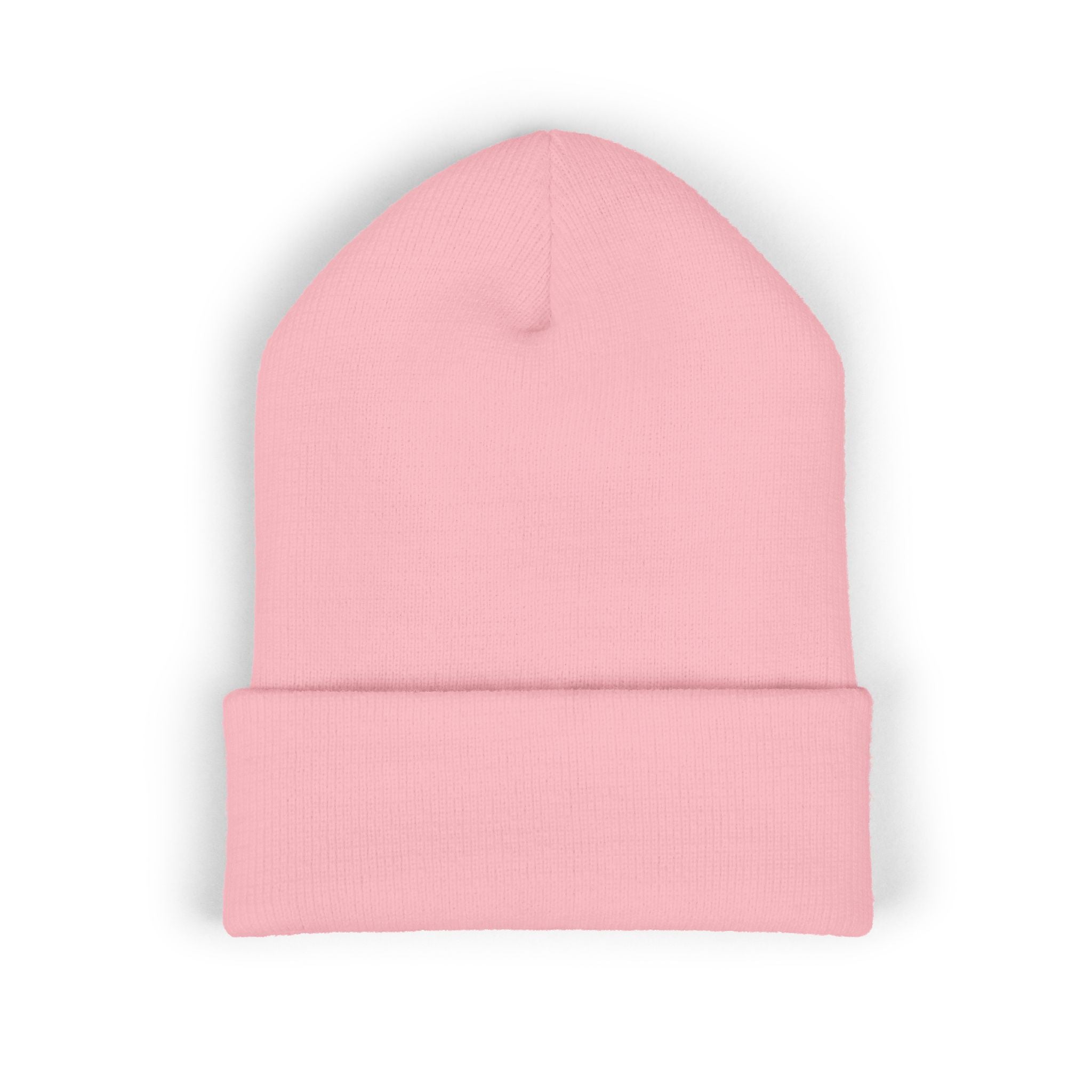 Embroidered Cross & Doves Cuffed Beanie — Minimal Christian Knit Hat