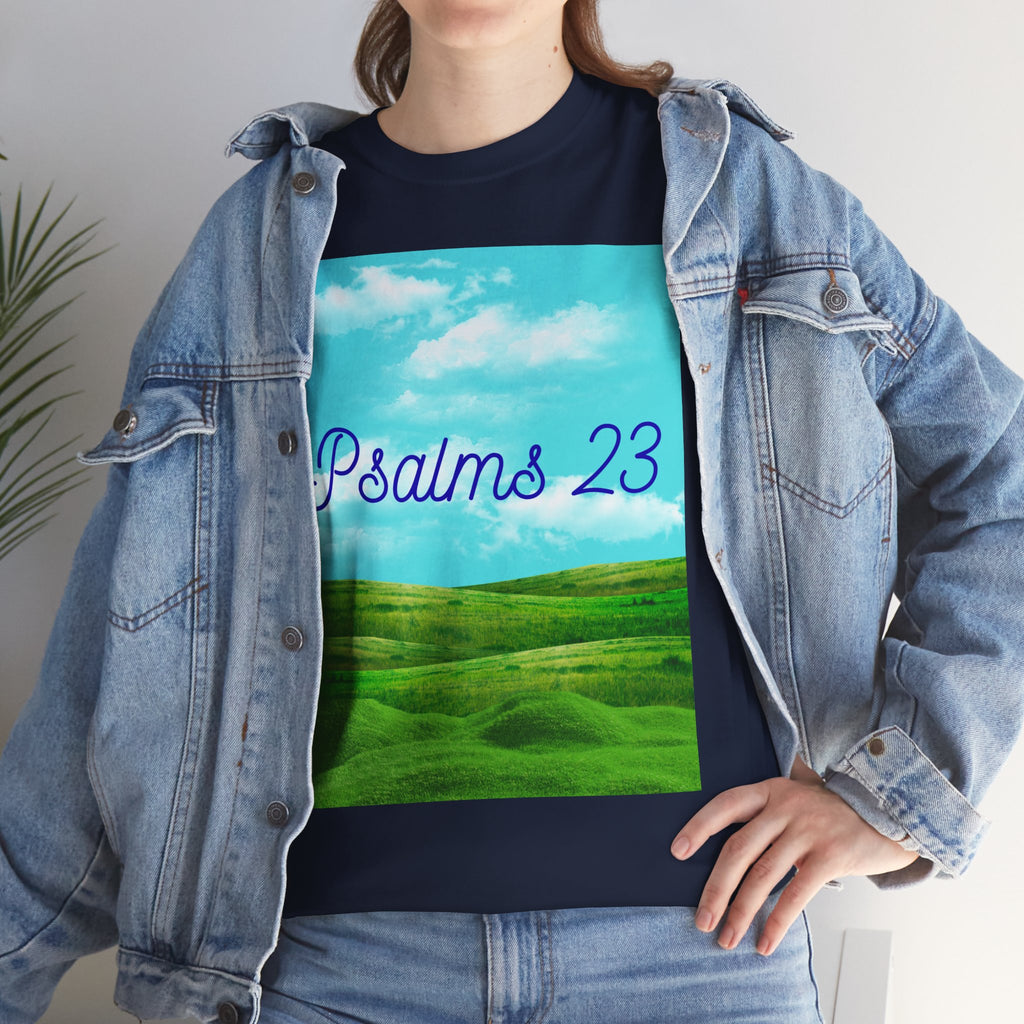 Psalms 23 Christian T‑Shirt — Faith Heart Landscape Tee