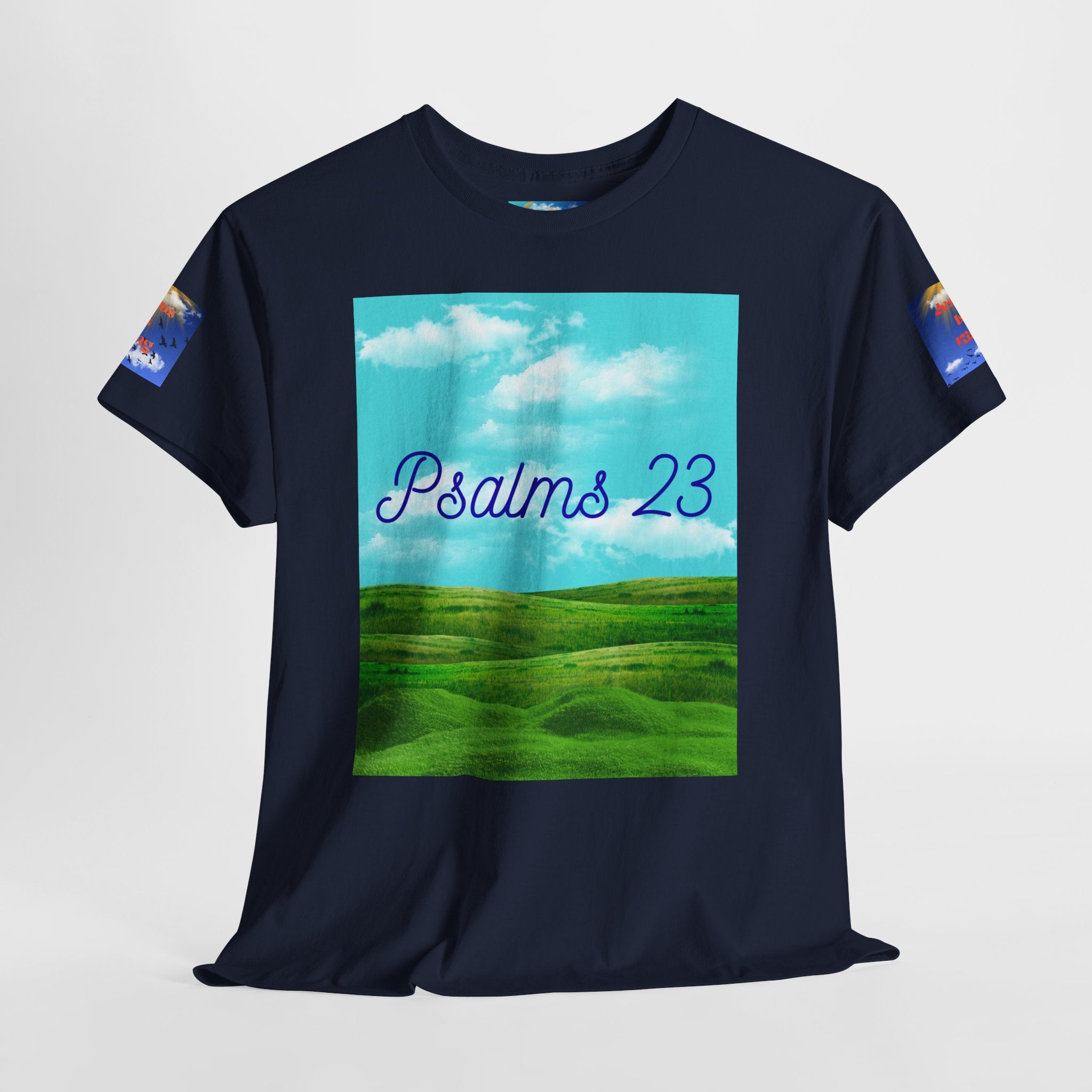 Psalms 23 Christian T‑Shirt — Faith Heart Landscape Tee