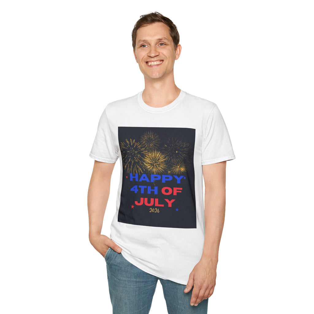 4th of July Fireworks T-Shirt — "Happy 4th of July" Patriotic Tee