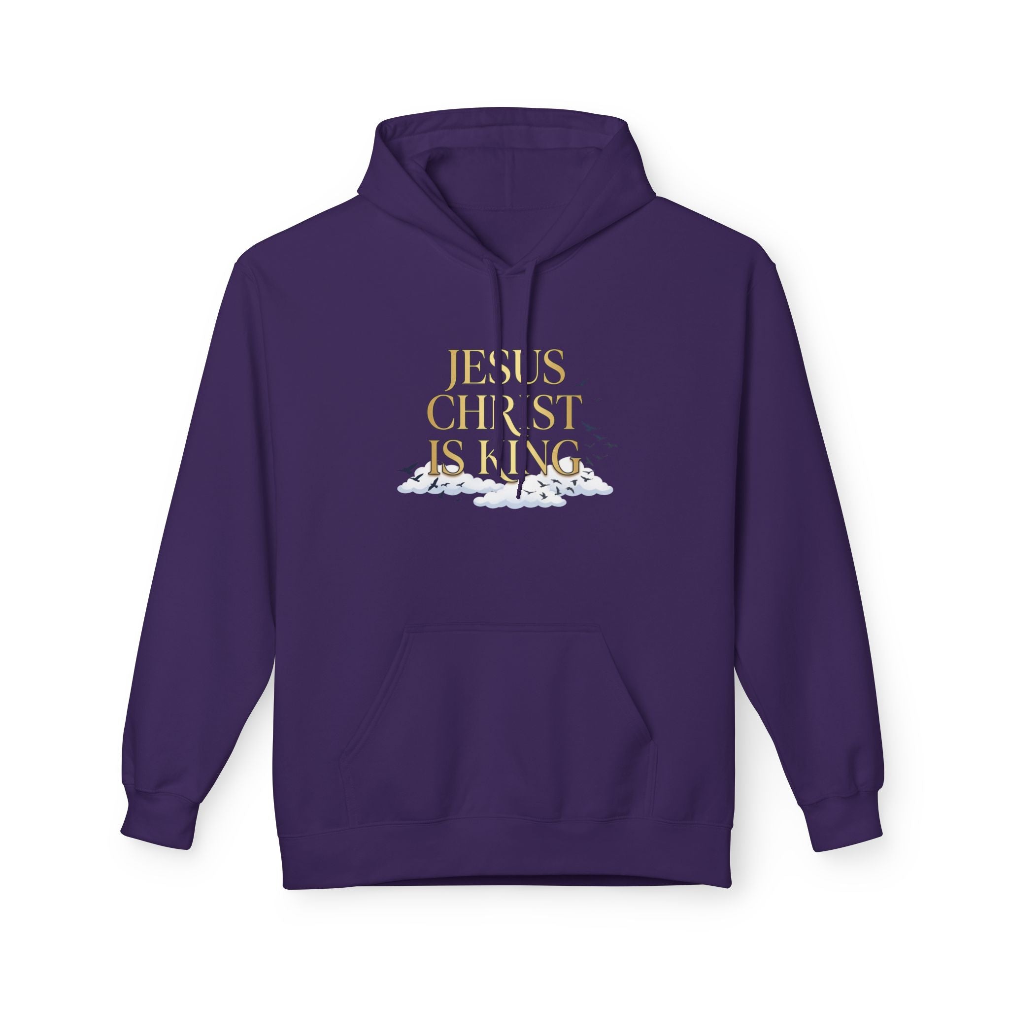 Hoodie — "Jesus Christ Is King" Faith Pullover with Revelation 1:7 Sky Back Print